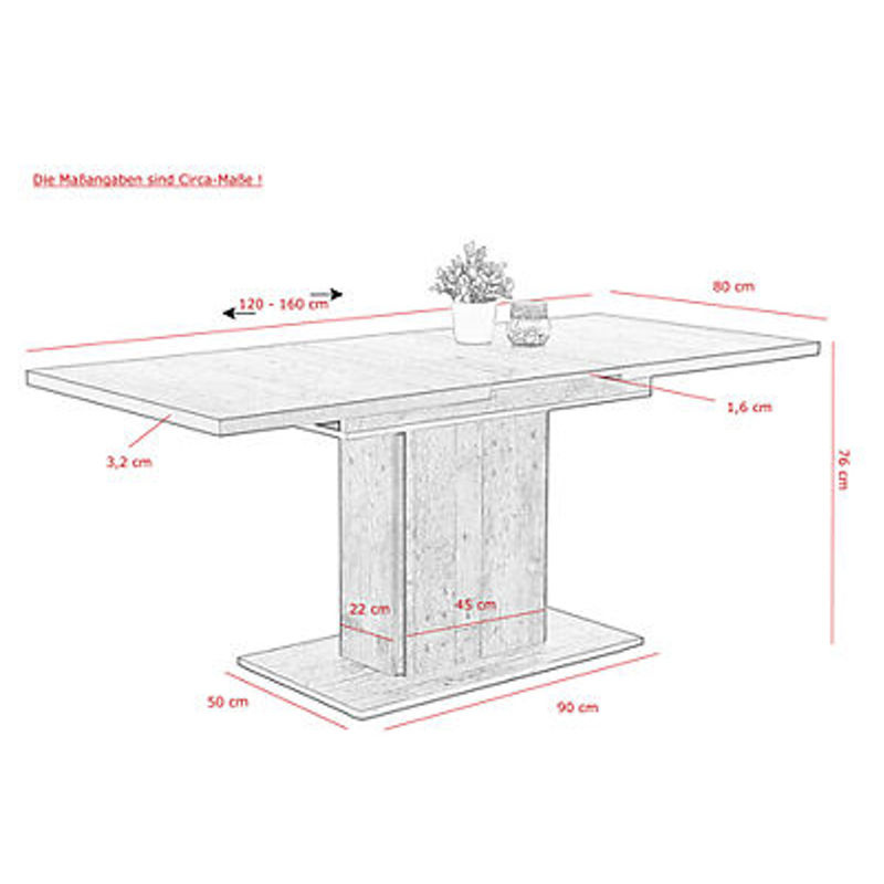 Esstisch Hela in Holzoptik Braun, ausziehbar, B/H/T: 120 x 76 x 80 cm - Bild 4