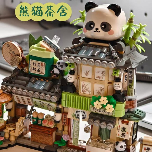 GSF STEM Straßenansicht-Serie Bausteine Izakaya Eisdieleneck Takoyaki-Laden Café Panda-Teehaus Modell - Bild 1