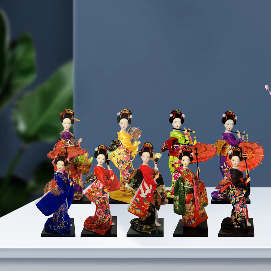 Homyl Japanische Geisha Statue Kabuki Mädchen in Kimono als orientalische Dekoration für Regal und Tisch, Multicolor, Höhe: 22,86 cm - Bild 2