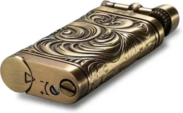 JIFENG Vintage Metallschleifscheibe Gasfeuerzeug mit Tabakpfeife Tamper für Zigarren und Zigaretten in Gold oder Silber - Bild 1