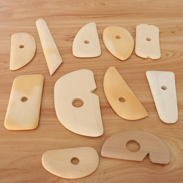 Homyl 11-teiliges Ton-Kunst-Formwerkzeug Set aus Holz in Beige für Bastelarbeiten - Bild 1