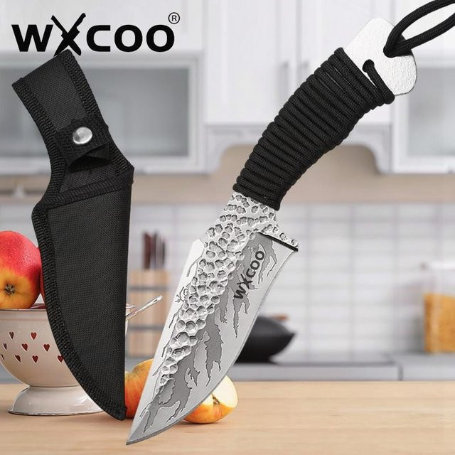 WXCOO Professionelles Ausbeinmesser aus Edelstahl, Gehämmertes Japanisches Santoku-Schneidemesser in Silber - Bild 1