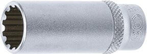 BGS Steckschlüssel-Einsatz Gear Lock tief, Antrieb 1/4 Zoll, SW 13 mm, silber - Bild 1