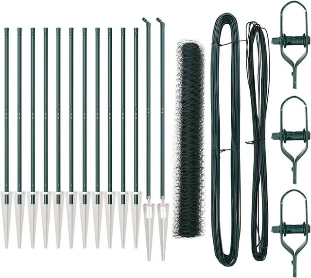 vidaXL Maschenzaun aus Stahl und PVC in Grün, 25 x 1,4 m, Höhe: 1,4 m, Breite: 25 m - Bild 1