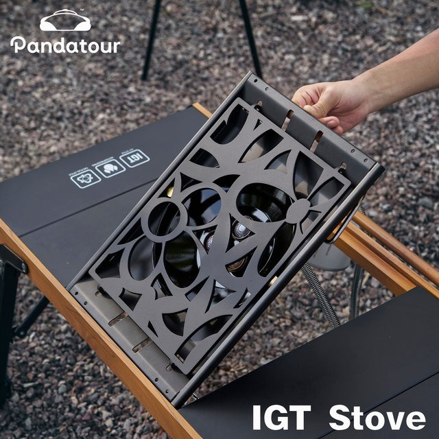 Pandatour IGT Outdoor-Campingkocher mit Ein-Klick-Zündung und hoher Feuerkraft, faltbar, schwarz, B/T/H: 36,0 x 25,0 x 10,0 cm - Bild 1