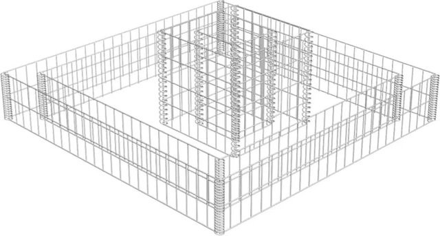 vidaXL Gabionen-Pflanzkübel aus verzinktem Stahl in Silber, B/T/H: 120 x 120 x 20 cm - Bild 1