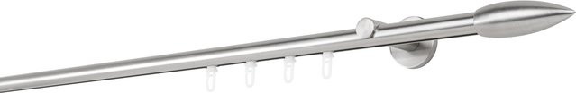 Ondeco Gardinenstange auf Maß mit Innenlauf 20mm und Wandträger 6,5cm in Edelstahl-Optik, Farbe: Silber - Bild 1