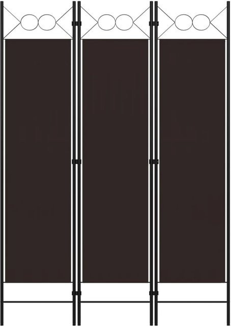 vidaXL Raumteiler 3-teilig Braun mit Kreisdesign aus Stoff und Eisen, B: 120 cm, H: 180 cm - Bild 1