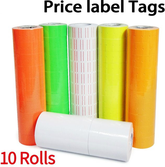 10 Rollen Preisschilder für MX-5500 Preisauszeichner, 4000 Stück Etiketten aus Papier in Weiß, Gelb und Mehrfarbig für den Einzelhandel - Bild 1