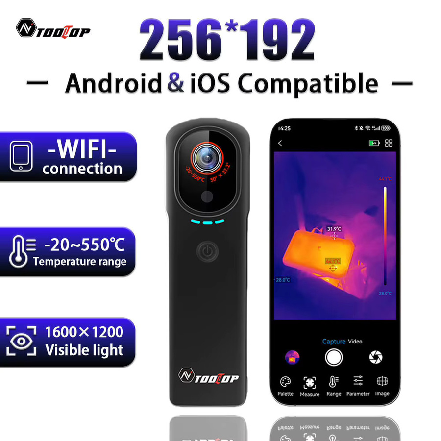 TOOLTOP T9 WIFI Wärmebildkamera für Android und iOS Smartphones, Schwarz, Messbereich -20 bis 550 °C - Bild 7