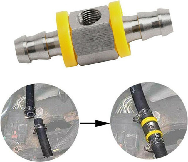 JIAX Kraftstoffdruck-T-Anschluss Adapter 1/2 Zoll in Silber für Kraftstoffmanometer und Sensoren - Bild 1