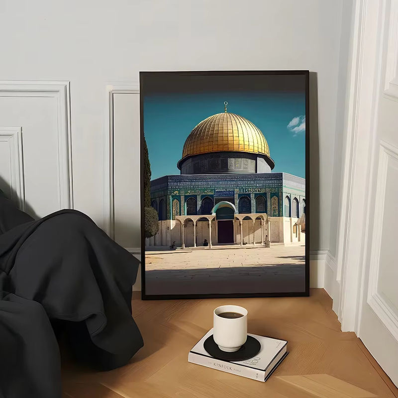 Potdemiel Al Aqsa Moschee Leinwand Wandbild Mehrfarbig Orientalische Kunst Dekoration im Hochformat - Bild 5