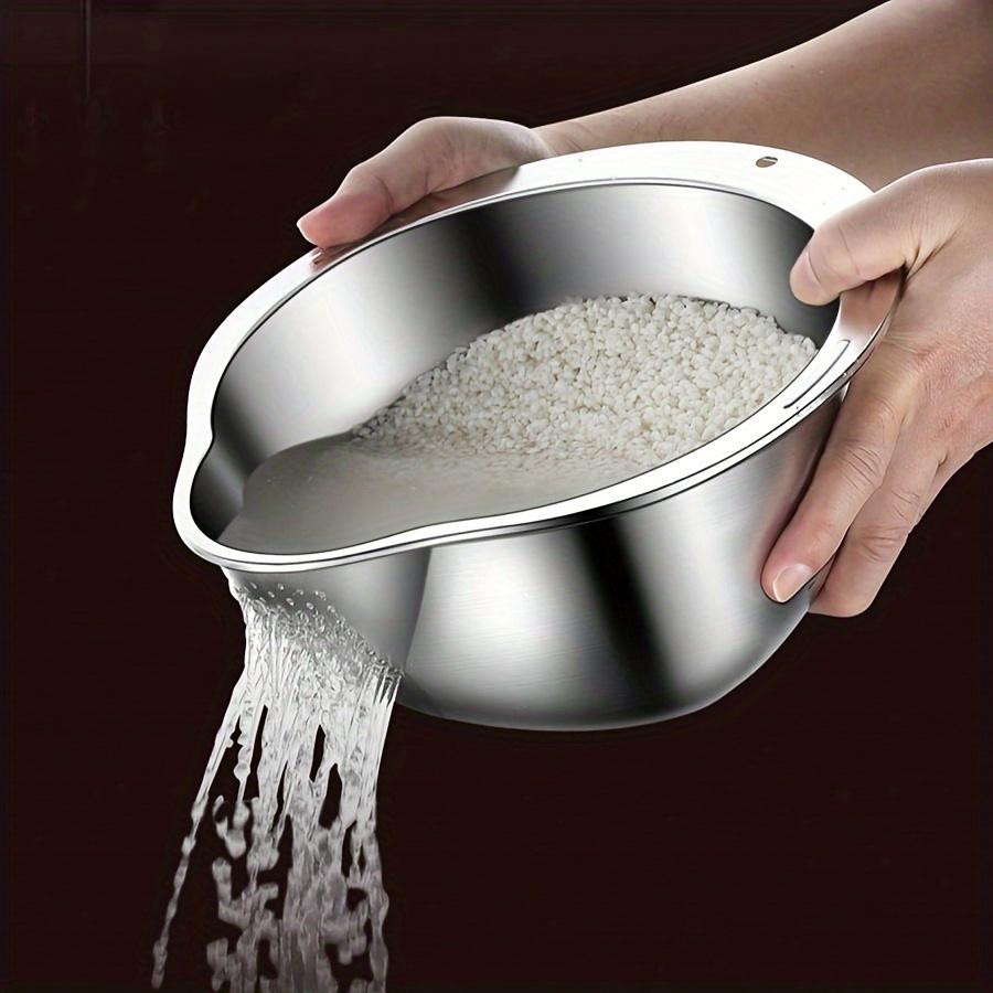YC Direct Mehrzweck-Küchensieb aus Edelstahl in Silber zum Waschen von Reis, Obst und Gemüse - Bild 5