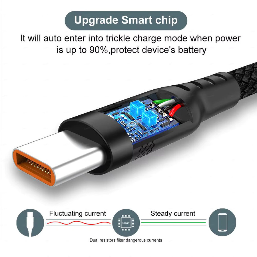 YUAIJA USB Typ-C und Micro USB Schnellladekabel für Android Smartphones in Schwarz - Bild 2
