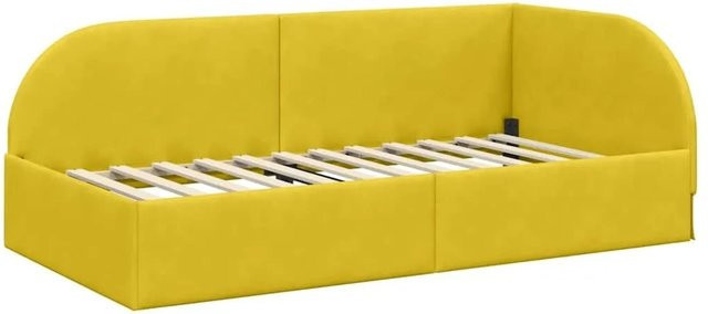 vidaXL Eckbettgestell mit Kopfteil in Gelb, Stoffbezug, B/T/H: 100 x 200 x 104 cm - Bild 1