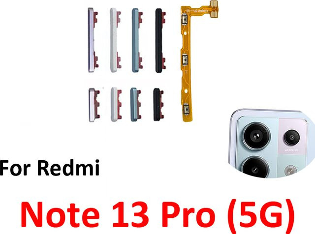 Xiaomi Redmi Note 13 Pro 5G Reparaturset für Power- und Lautstärketasten mit internem Flexkabel in Weiß und Multicolour - Bild 1