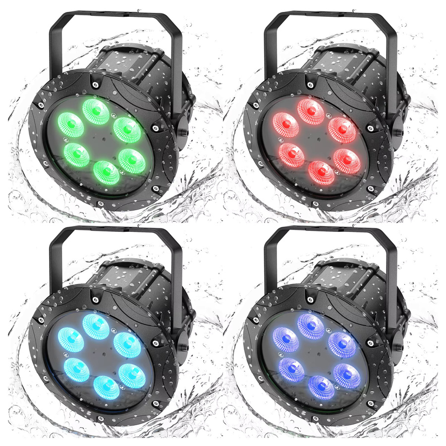 Yiflamefly 4er-Set IP67 Wasserdichte RGBW LED Par-Scheinwerfer mit DMX-Steuerung und Stroboskop-Effekt für Außenbeleuchtung und DJ-Einsätze in Schwarz - Bild 2