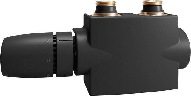 Schulte ExpressPlus Design-Thermostatkopf Mittenanschlussgarnitur mit Thermostat in Mattschwarz, Breite: 20 cm - Bild 1