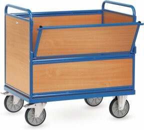 Fetra Holzkastenwagen 2873 in Blau mit TPE-Reifen und 600 kg Tragkraft - Bild 1