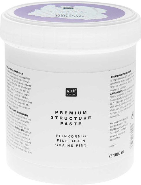 Rico Design ART Premium Strukturpaste feinkörnig in Weiß, 1000 ml - Bild 1