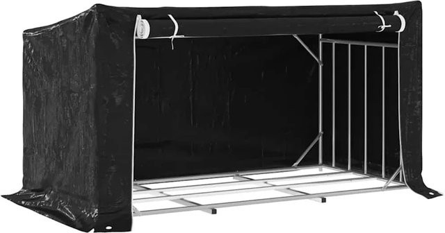 vidaXL Brennholzregal mit Regenschutz aus verzinktem Stahl und PE, B/T/H: 200,5 x 100,5 x 110,5 cm - Bild 1