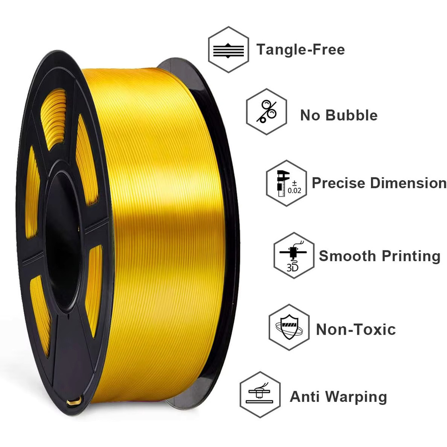 MANLANG PLA Seide Gold 3D-Druckfilament für FDM-Drucker, 250g - Bild 2