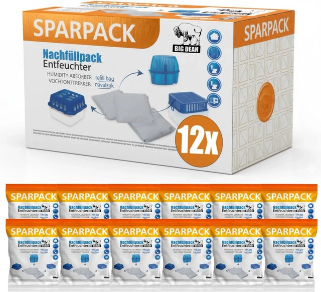 BigDean Luftentfeuchter Nachfüllpack mit Granulat, 12 x 400 g - Bild 1