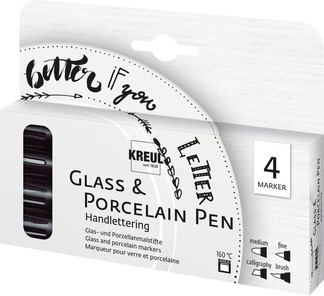 KREUL Handlettering Brush Pen für Glas und Porzellan in Schwarz - Bild 1