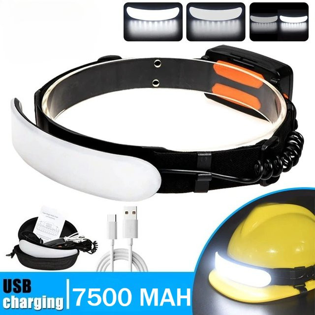 XIWANGFIRE COB LED Flutlicht Scheinwerfer USB aufladbar, wasserdichte Kopf-Taschenlampe in Schwarz mit Cool White Licht für Außenbereich und Garten - Bild 1