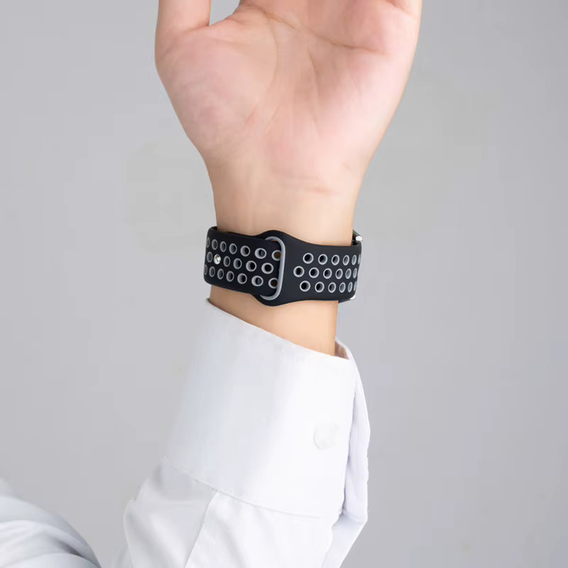 Uhrenarmband Silikon, Schwarz, 22mm 20mm, Unisex - Bild 2