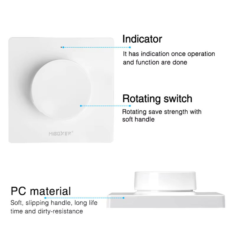 Miboxer K1 K1B TRI-C1 Drehschalter Panel WLAN Dimmer zur Steuerung von Helligkeit und Farbtemperatur für LED Bulbs - Bild 5
