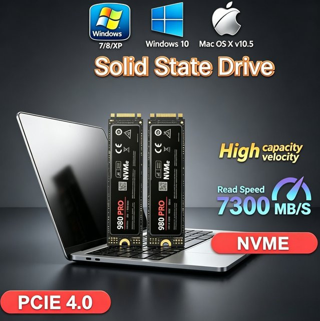 Samsung SSD 1TB M.2 NVMe PCIe 4.0 Solid-State-Laufwerk in Schwarz - Bild 1