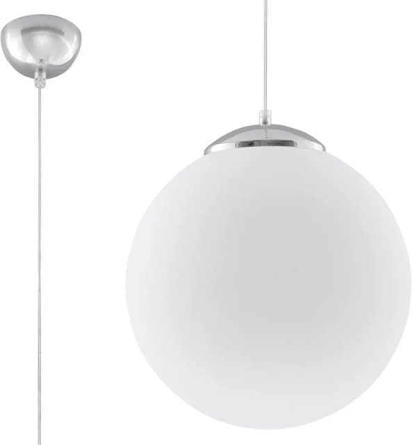 Sollux Lighting Hängeleuchte Ugo 40 in Weiß und Chrom aus Stahl und Glas mit E27 Fassung - Bild 1