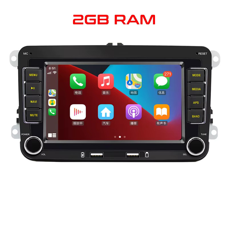 PHYEE Android-Radio 7 Zoll 2 DIN mit kabellosem CarPlay und Android Auto, DAB+ RDS, Bluetooth, GPS, 2 GB RAM, 32 GB Speicher, Schwarz, passend für VW PQ35 Golf 5/6 Jetta Touran - Bild 6