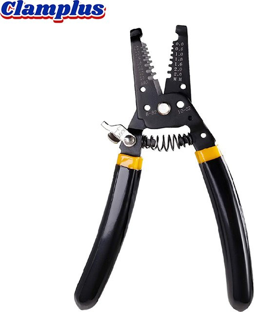 CLAMPLUS Abisolierzange SJ-1022 7 Zoll in Schwarz, Multifunktions-Cutter Crimper für 10–22 AWG und Kupferdraht - Bild 1