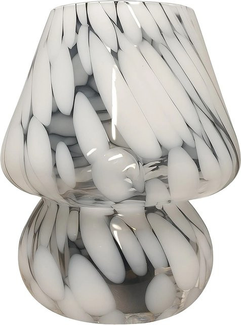 Relaxdays Tischlampe im Pilzdesign aus Glas in Weiß, LED, batteriebetrieben, Höhe: 24 cm, Durchmesser: 16 cm - Bild 1