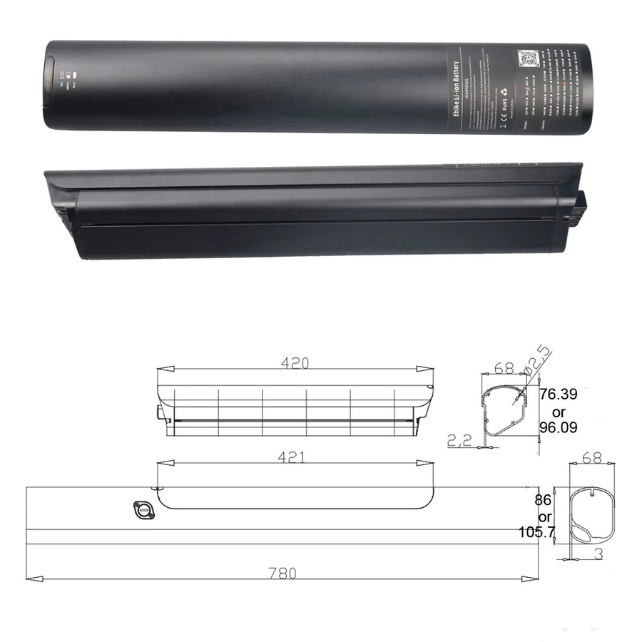Macwheel Wiederaufladbare Li-Ionen-Batterie für Welkin Gen3 und The Stride E-Bike, Schwarz, 48V 10Ah 10,4Ah - Bild 3