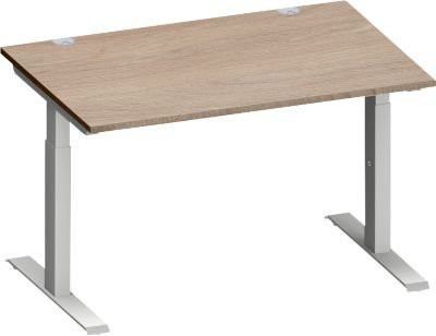 Schäfer Shop Genius Schreibtisch MODENA FLEX in Eiche und Weißalu, Rechteck mit T-Fuß Rechteckrohr, B/T/H: 120 x 80 x 65-85 cm - Bild 1