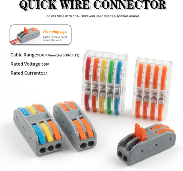 DIY GO Mini Schnellverbinder Kabelanschlüsse Hebelterminal für 28-12 AWG Draht Universal Push-In Elektrische Anschlüsse - Bild 1