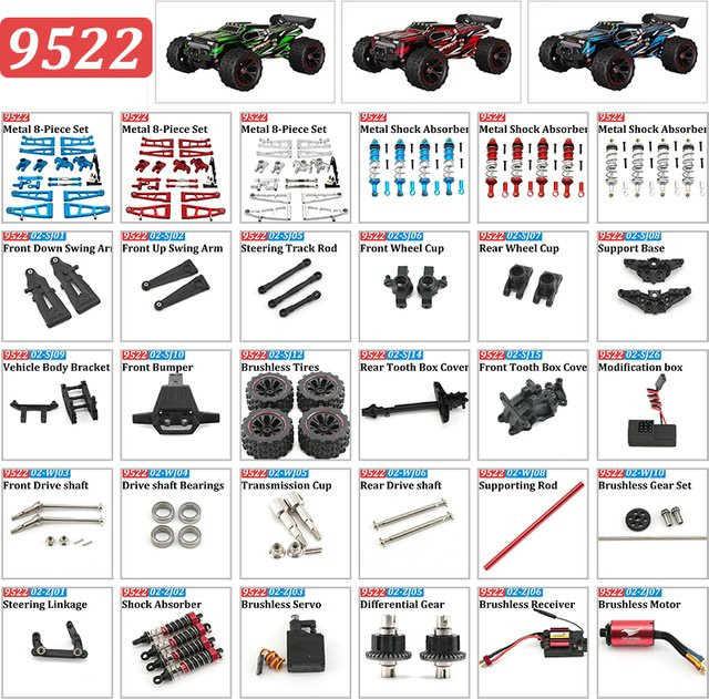 BIBAO 9522 9522PRO RC-Modell Zubehör, Fahrgestell, Antriebswelle, Differential, ESC, Querlenker, Spurstange, Lenkungskopf, Reifen, Servo, Getriebe - Bild 1