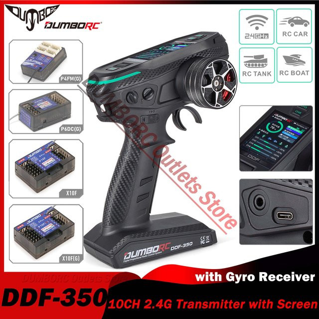 DUMBORC DDF-350 10CH RC Fernbedienung, 2,4G Digital Radio Sender Gyro Empfänger - Bild 1