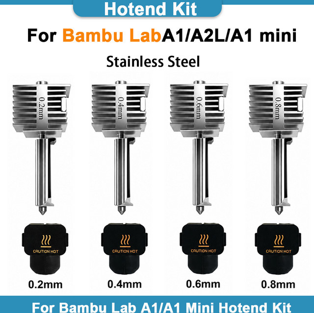 Bambu Lab Hotend-Kit mit 0,4mm Edelstahl-Düse für A1, A1 Mini und A2L in Silber - Bild 1