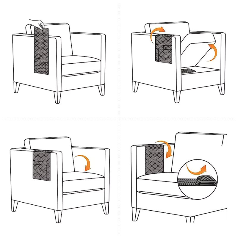 WANERQU Sofa Armlehnen Abdeckung mit Taschen in Schwarz, wasserabweisendes Plaid-Design für dein Sofa oder deinen Stuhl - Bild 2