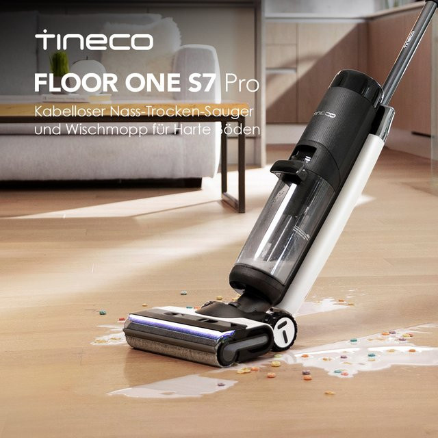 Tineco Floor ONE S7 PRO Kabelloser Nass-Trocken-Saugwischer in Weiß mit LED-Display und Zentrifugaltechnologie - Bild 1