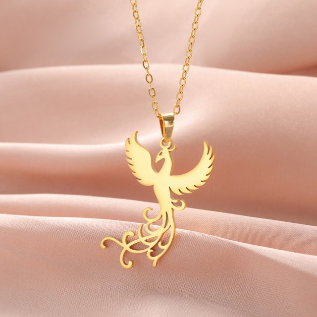 PHOENIX Anhänger Halskette Edelstahl, Gold, Unisex - Bild 1