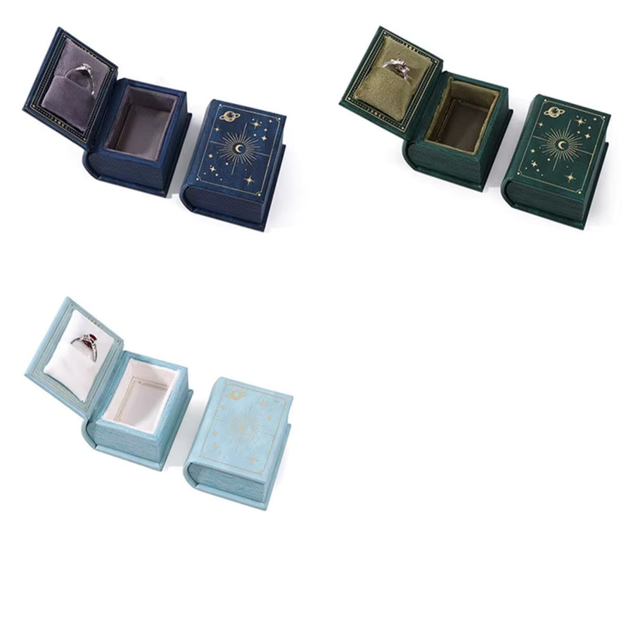 Lederschachtel für Schmuck, buchförmige Ringbox, Unisex - Bild 6