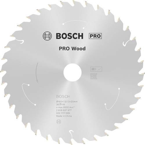 Bosch Hartmetall Kreissägeblatt Standard for Wood für Akkusägen, Durchmesser: 160 mm, Bohrung: 20 mm, 36 Zähne - Bild 1