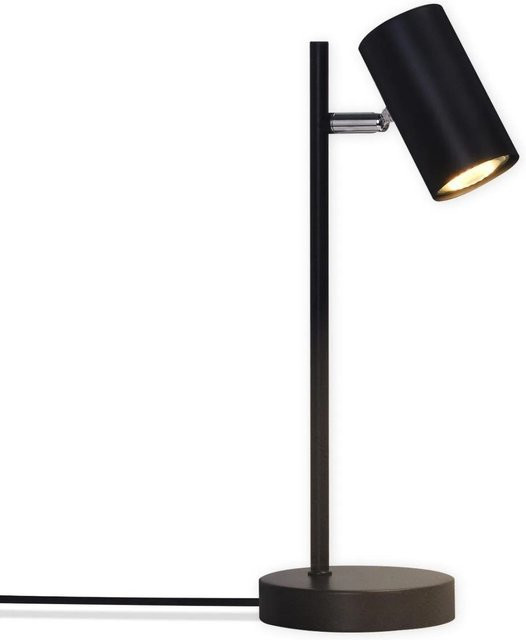 NETTLIFE Tischlampe aus Metall in Schwarz, schwenkbare Nachttischlampe mit GU10 Fassung für Wohnzimmer, Schlafzimmer und Büro - Bild 1
