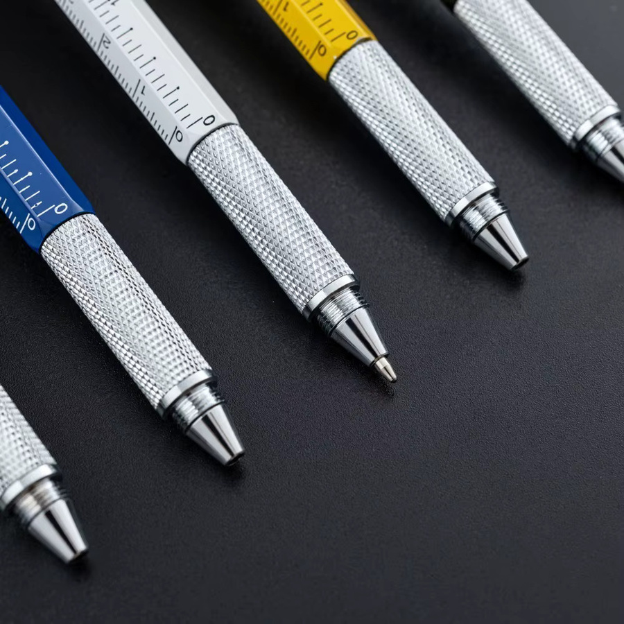 6-in-1 Multifunktions-Kugelschreiber von TWBEB in Pfirsich mit Handwerkzeug, Lineal, Schraubendreher, Touchscreen-Stift und Wasserwaage aus Metall - Bild 3