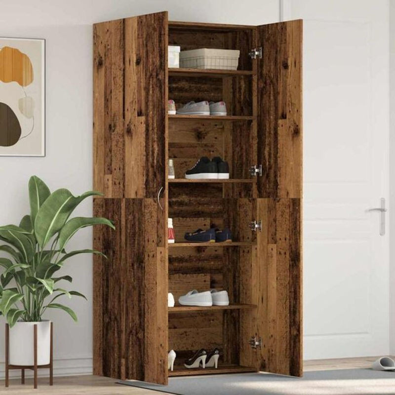 Vidaxl Schuhschrank im Landhausstil mit Drehtüren, Braun, B/T/H: 80 x 35,5 x 180 cm - Bild 1